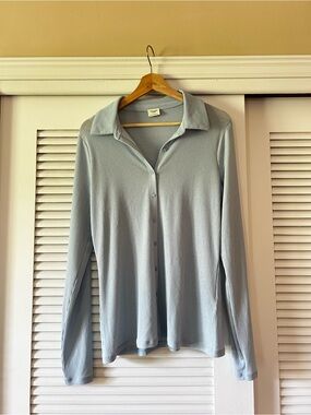 Abercrombie & Fitch Pale Blue Ribbed Button-Down Shirt